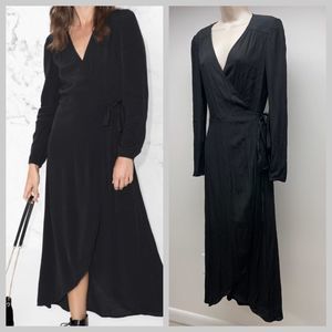 & Other Stories Black Rayon Maxi Wrap Dress 10